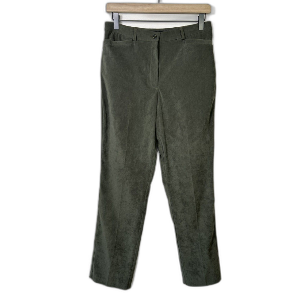 Tribal Women's Army Green Stretch Extensible‎ Suede Feel Business Pant Trouser 4